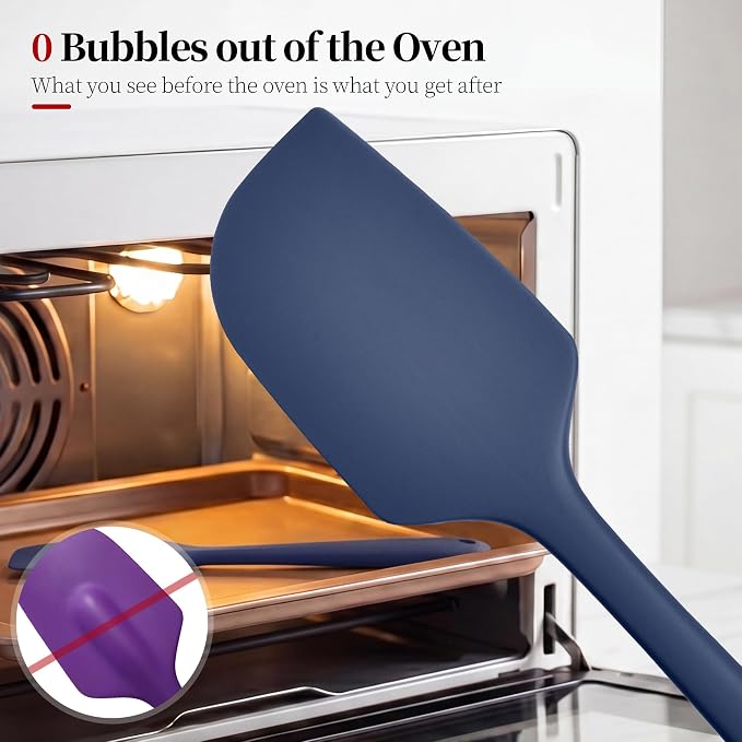 600ºF Heat Resistant Silicone Spatula Spoonula Set of 2, Blue | High Heat Food Safe Kitchen Use Scraper for Cooking Baking Mixing Scraping Stirring Cake Nonstick Cookware Pan Bowl