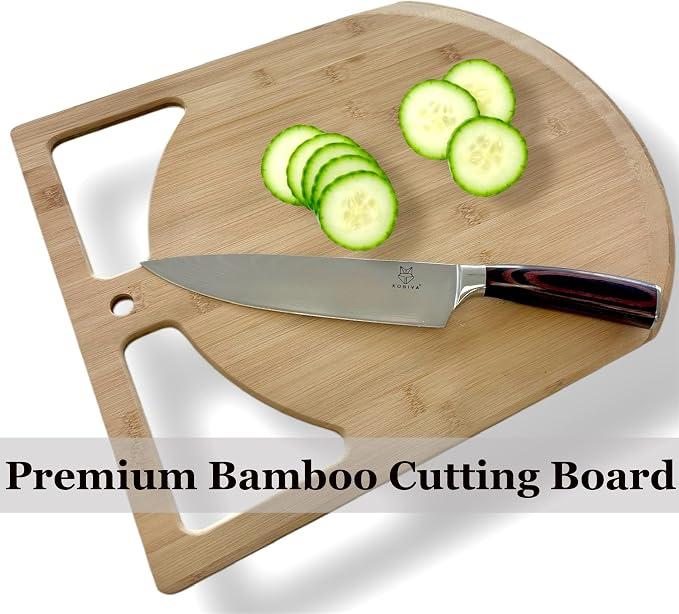Wooden Pizza Peel & Round Cutting Board | Dual-Grip 2-in-1 Bamboo Pizza Paddle Board for Baking, Pizza Spatula & Large Cutting Board for Pizza | Pizza Turning Peel for Baking Accessories, 17” X 13.5”