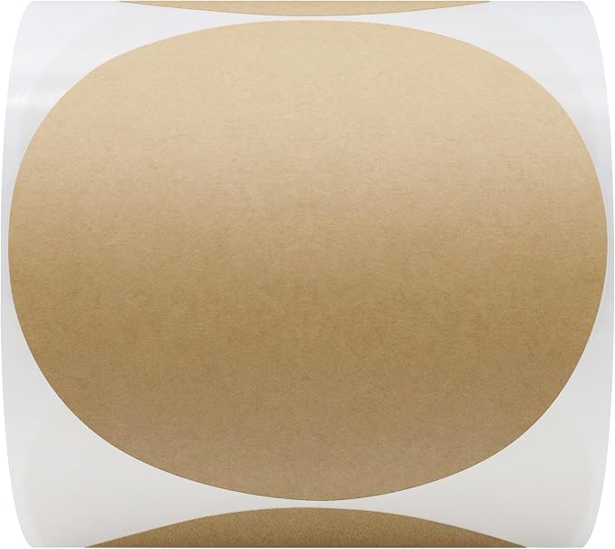 Hybsk Round Color Coding Circle Dots Labels Warehouse Inventory Organizer Stickers (4 inch, Kraft)