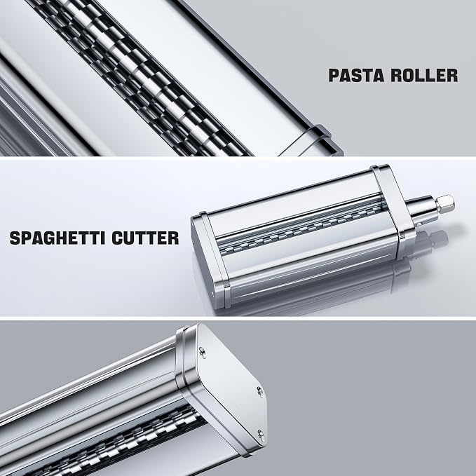 Pasta Maker Attachment for all KitchenAid Stand Mixer, including Fettuccine Cutter