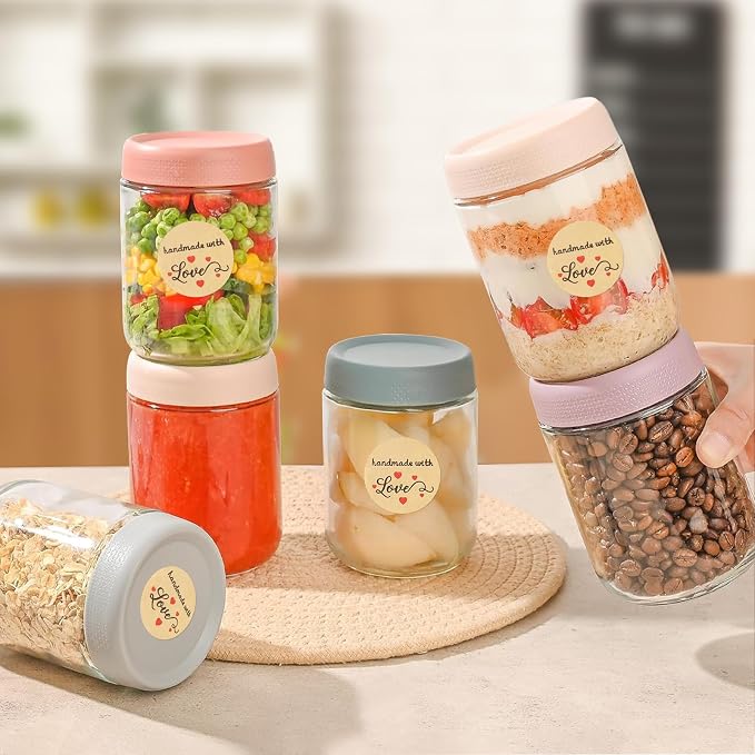 500PCS Handmade with Love Stickers, Kraft Made with Love Tags 1 Inch(25mm) Seal Labels Self-Adhesive for Baked Packaging Envelope Homemade Gift Small Business（New）