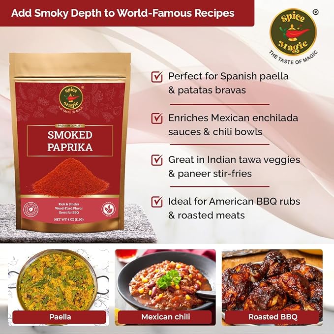Spice Magic Smoked Paprika, 4 oz (113g) I Oak Wood Smoked & Ground Paprika with Deep Smoky Flavor, Perfect for Meats, Vegetables, and Sauces