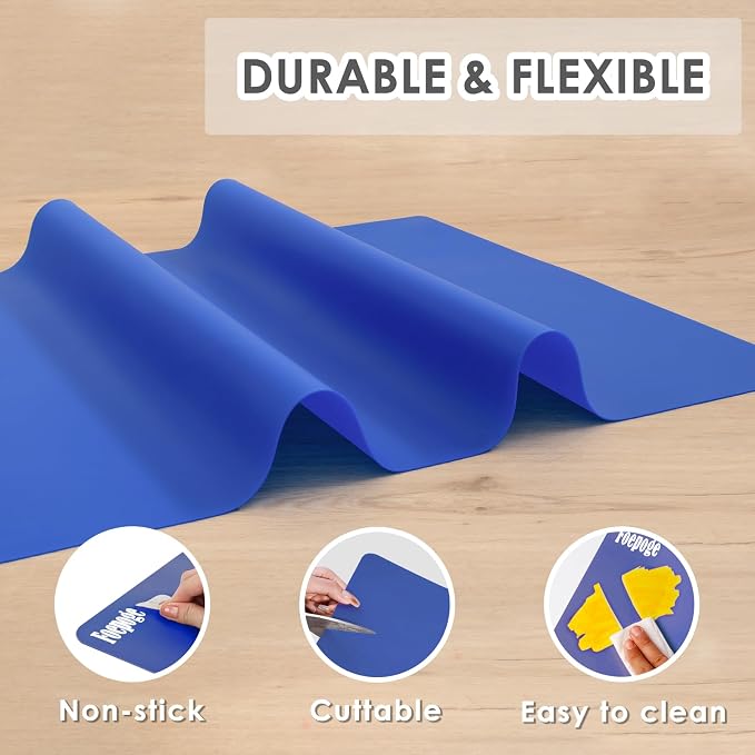 31.5" x 23.6" Extra Large Silicone Mat for Resin Casting, Crafts and Epoxy, Nonstick Silicone Sheet for Jewelry Casting Molds, Countertop Protector Mat Heat Resistant Placemats by Foepoge, Dark Blue