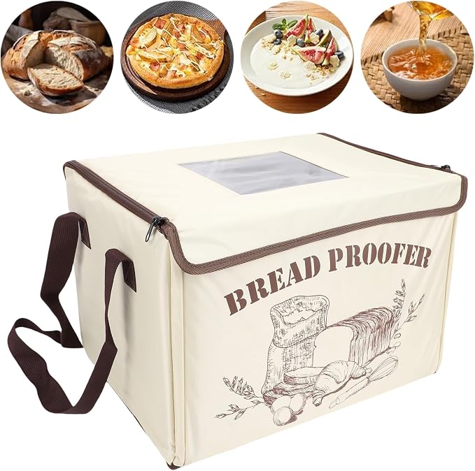 Asixxsix Foldable Bread Proofing Box, 50 to 113F Temp Control & 48H Timer, 3 Heating Zones Front View Window Dough Proofer for Sourdough Pizza Yogurt Kombucha, Space Saving Design (US Plug 110V)