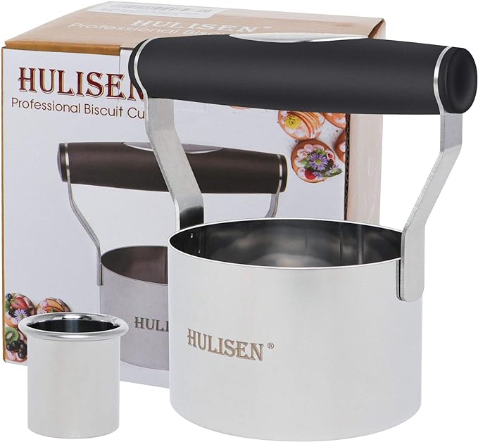 HULISEN 3 inch Biscuit Cutter, Stainless Steel Round Cookies Cutter with Soft Grip Handle, Gift Package