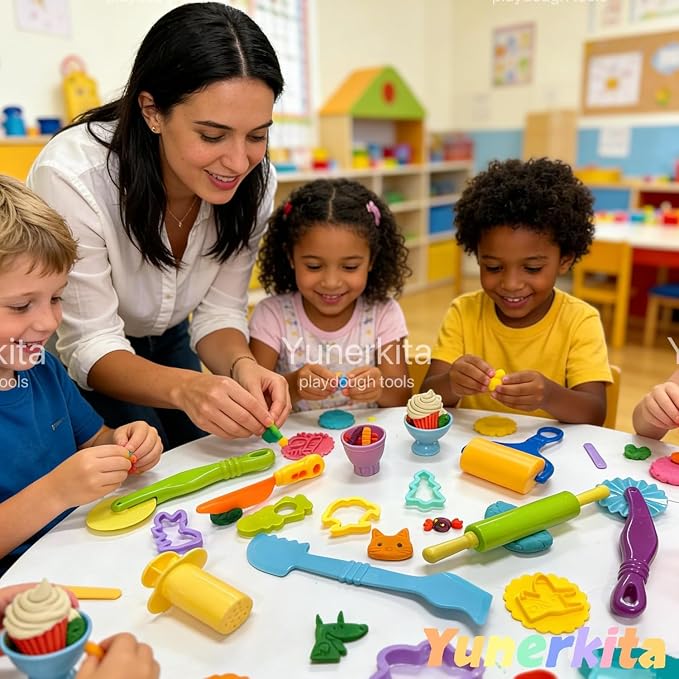 14Pcs Dough Tools Play for Kids-Dough Accessories Dinosaur Rolling Pins Cutters Roller, Party Favors Toy for Ages 3+
