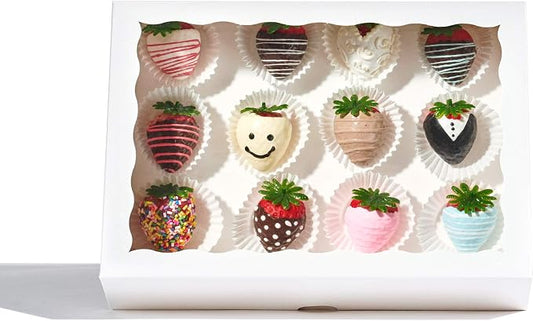 4PCS 10 x 7 x 2.5 inches Cookies Bakery Boxes with Window Cakesicle Chocolate Bomb,Macaron Boxes,Clear Chocolate Covered Strawberries Boxes Pretzel Rods Boxes