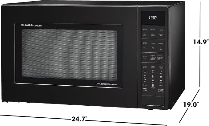 SHARP SMC1585KB Convection Countertop Microwave Oven with Removeable 15.4" Carousel Turntable, 1.5 Cubic Feet, 900 Watt, Sensor Cooking, Black