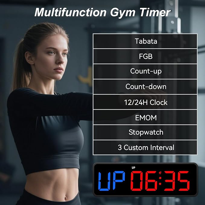 Acedeck Portable Gym Timer Clock: Fitness Digital Clock with Strong Magnet - Remote Control for Fitness Enthusiasts - Powerful Battery for Home Gym Garage Boxing
