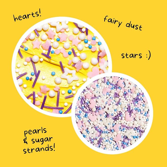 Supernatural Unicorn Tracks Natural Confetti Sprinkles, Heart & Star Shapes, Organic Dye Free, Soy Free, Gluten Free, Vegan, 3oz
