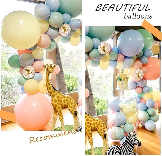 105pcs Pastel Balloons Arch Garland Kit 5" 10" 12" 18 inch Macaron Color Pastel Balloon Different Sizes and Gold Confetti Balloon Set for Easter Wedding Birthday Baby Shower Party Decorations