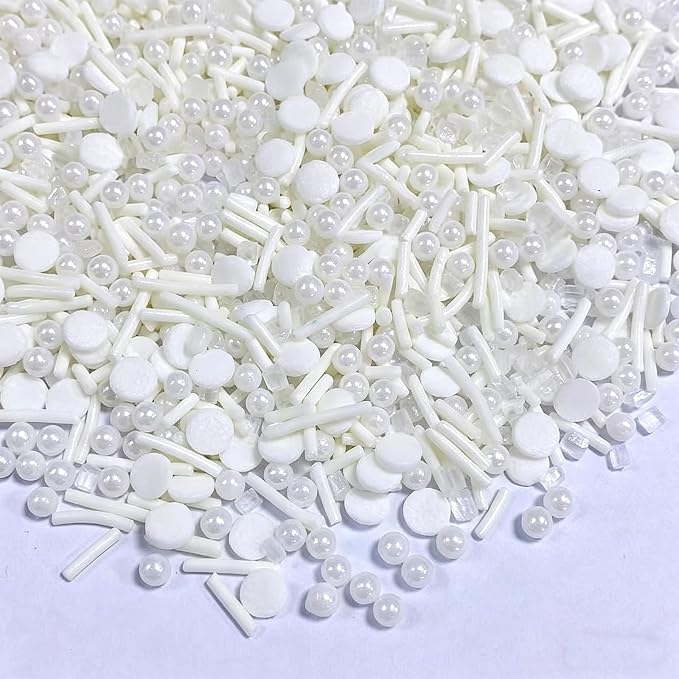 Sentovac White Sprinkles Edible White Round Confetti Jimmies Pearls for Cake Decorating Candy Cupcake Cookie Baking Donuts Ice Cream Dessert Vanlentine Wedding Birthday Day Decorations
