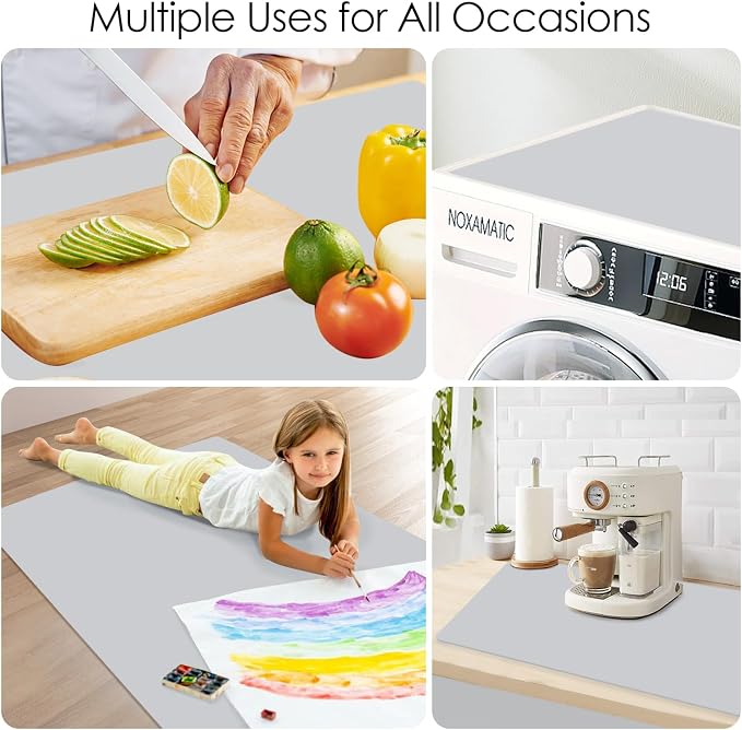 Extra Large Silicone Mat, 31.5x17 Inch Heat Resistant Mat for Kitchen Counter, Non-Stick Silicone Baking Mat for Dough and Pastry, Thick Silicone Pad Countertop Protector, Gray