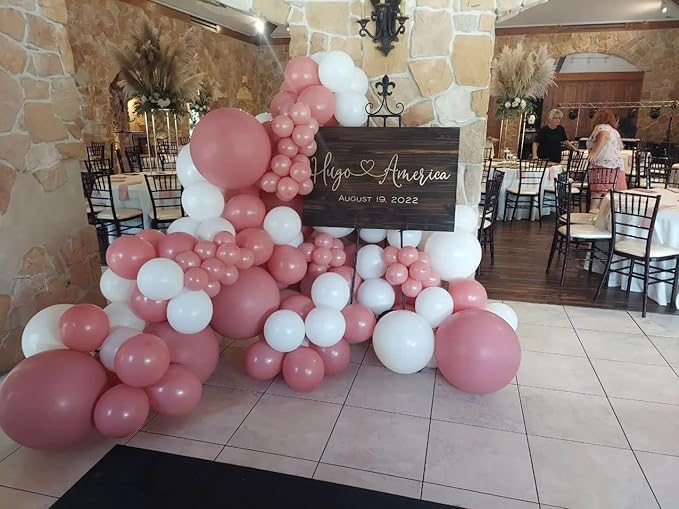 Bonropin 140Pcs Dusty Pink Balloons Vintage Balloon Garland Arch Kit 5/10/12/18 Inch Matte Latex Different Sizes as Birthday Baby Shower Wedding Bridal Party Decorations