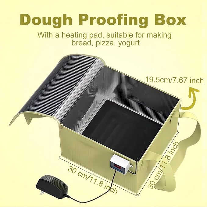 Versatile Dough Proofer with Heater, Bread Pizza Dough Proofing Box Temperature Control Proofing Accessories for Making Bread, Yogurt, Natto and Handmade Soap