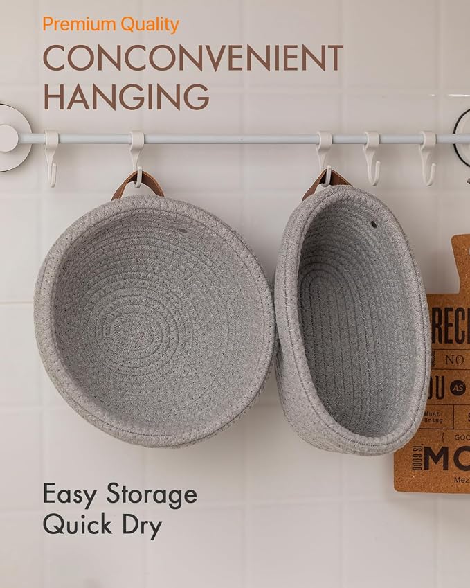 Crispier Crust Cotton Rope Banneton Bread Proofing Basket Set, Oval & Round Bread Baskets with Liners & Covers for Artisan Bread Baking, Sourdough Bread Baking Supplies(Gray)
