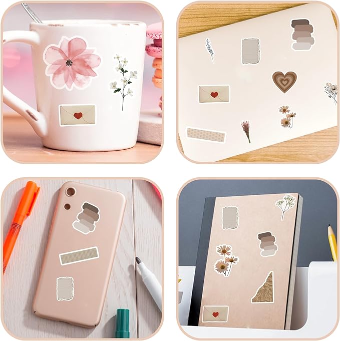 120 PCS Vintage Aesthetic Stickers for Journaling, Scrapbook Supplies, Junk Journal Stickers, Botanical Waterproof Vinyl Sticker Pack for Planner, Diary, Water Bottles, Gifts for Teen Girls Women