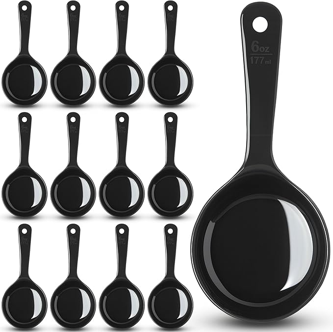 Carlisle FoodService Products 493003 Measure Miser Solid Short Handle Measuring Spoon, 6 Ounces, Black (Pack of 12)