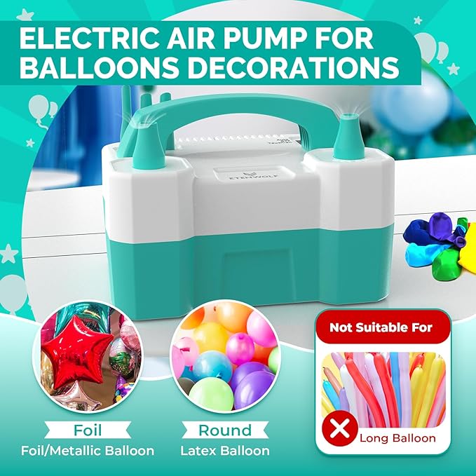 ETENWOLF Electric Balloon Pump for All Balloons 110V 600W Balloon Blower for Party Metalic Latex 260q Foil Balloons, Balloon Inflator for Birthday Decorations