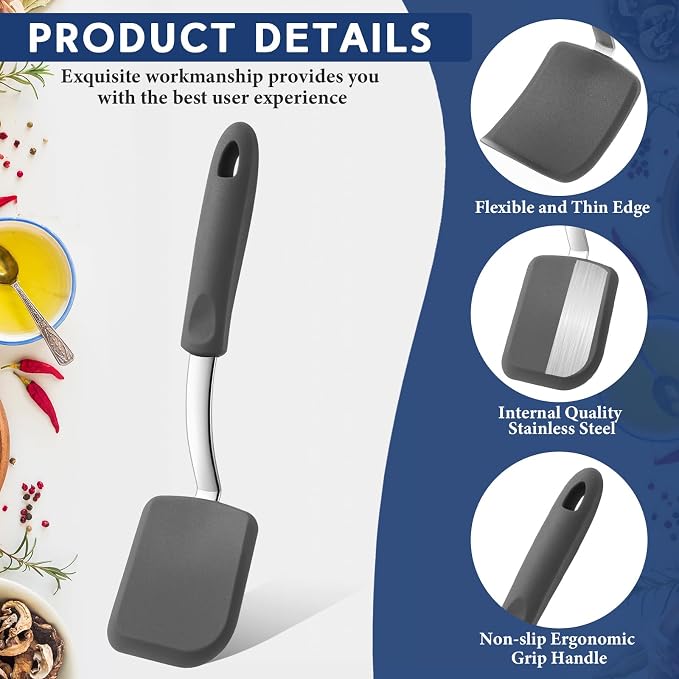 Small Silicone Spatula Flexible Silicone Cookie Spatula Heat Resistant Small Pancake Turner for Kitchen Use Nonstick Cookware No Scratch Cooking Flipper for Egg Pancake
