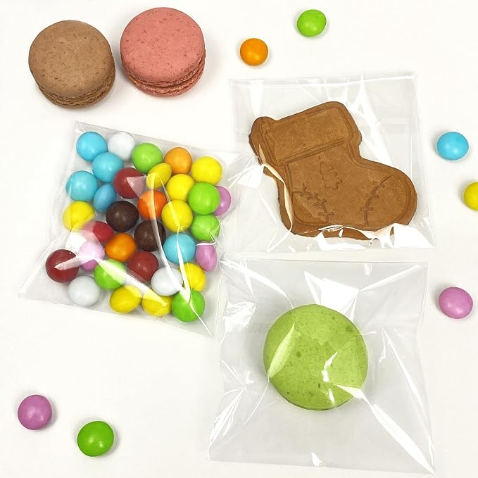 Morepack Self Sealing Cellophane Bags Self Adhesive,3x3 Inches Clear Resealable Cellophane Bags 200Pieces (Mini Size)