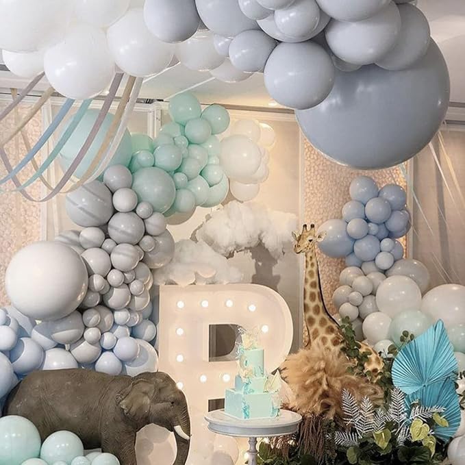 Voircoloria 130pcs Gray Balloons Different Sizes 18" 12" 10" 5" Pastel Gray Balloons for Boys Girls Birthday Baby Shower Gender Reveal Wedding Decorations
