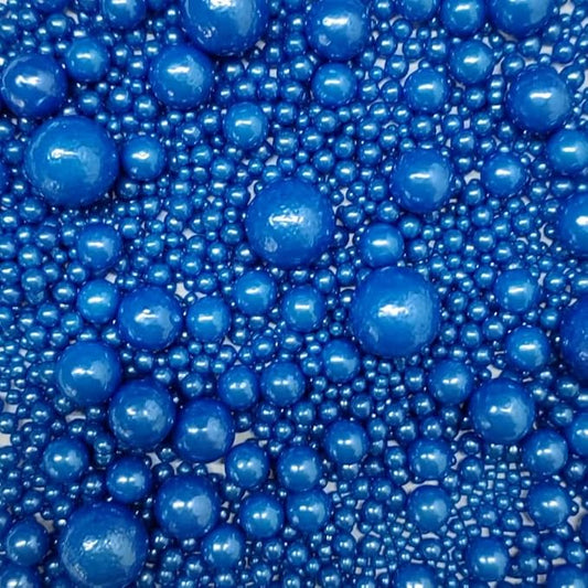 Edible Blue Pearl Sugar Sprinkles Royal Blue Candy Mixing Size Baking Edible Cake Decorations Cupcake Toppers Cookie Decorating Celebrations Wedding Valentines Easter Halloween Christmas Supplies 120g/ 4.23oz