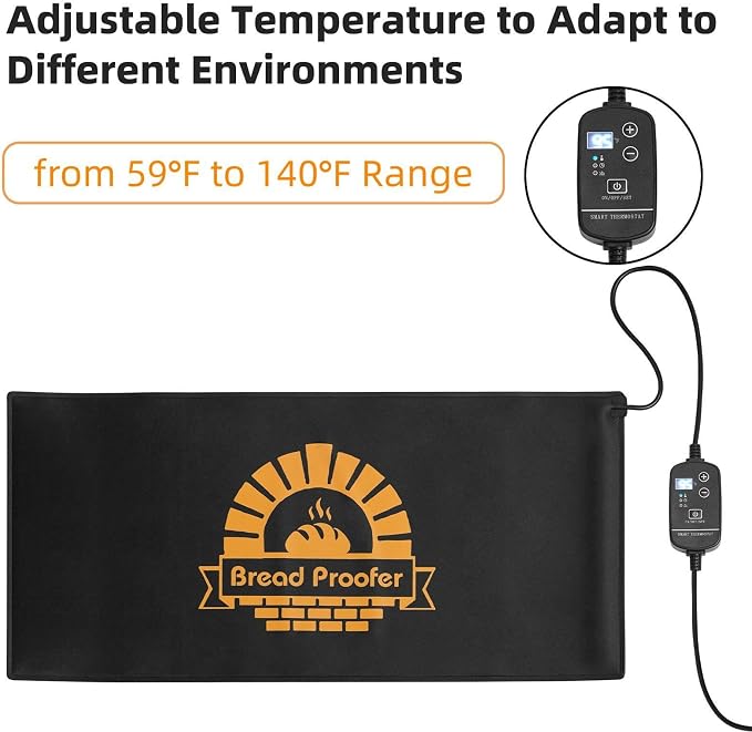 Bread Proofer Bread Dough Starter - 59°F - 140°F Adjustable Temperature Dough Proofer with Thermostat Control Bread Warming Mat