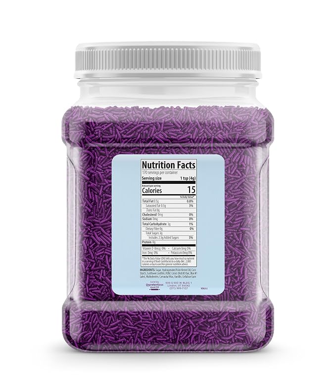 Unpretentious Purple Sprinkles, 4 Cups, Bright & Colorful, Decorative & Fun Topping for Baking