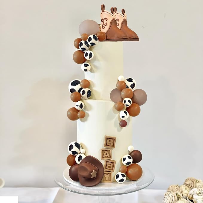 28PCS Cowboy Cake Decorations Hat and Boot Cake Toppers Western Cowboy Birthday Baby Shower for Western Theme Party Favors Supplies