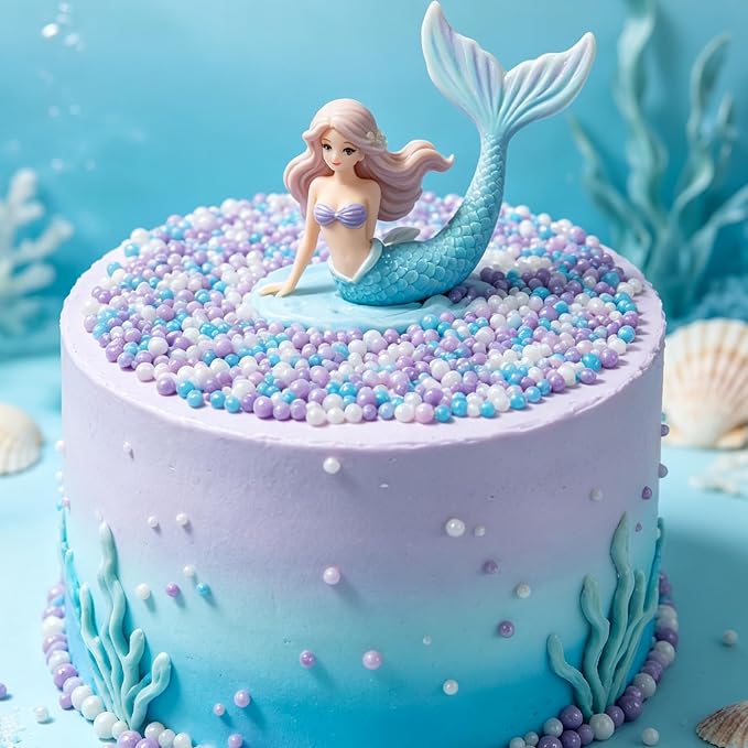 Homipooty Mermaid Nonpareils Sprinkles Edible Mini Pearl Sugar Sprinkles 110g/3.88oz 2mm Mini Pearl Baking Cakes Cupcake Topper and Cake Decorations