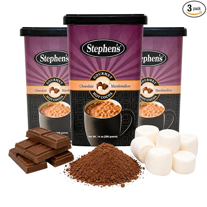 Stephen’s Milk Chocolate Marshmallow Hot Cocoa Mix, Smooth & Creamy Gourmet Hot Chocolate, 14 oz (Pack of 3)