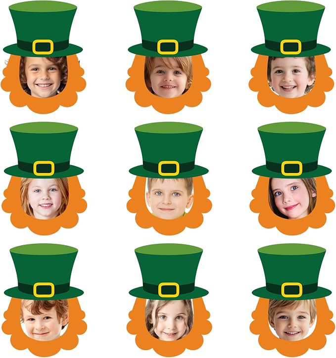 Vuzvuv 50Pcs Saint Patrick's Day Shamrock Festival DIY Hat Cutouts Paper with 100Pcs Glue Points for Wall Bulletin Board Decorations or Theme Party or Classroom Decor Supplies