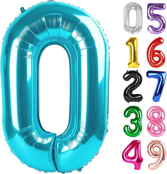 Light Blue Number 0 Balloon 40 Inch, 0 Balloon Number for 10th 20th 30th 40th 50th 60th Birthday Decorations, Light Blue Party Supplies