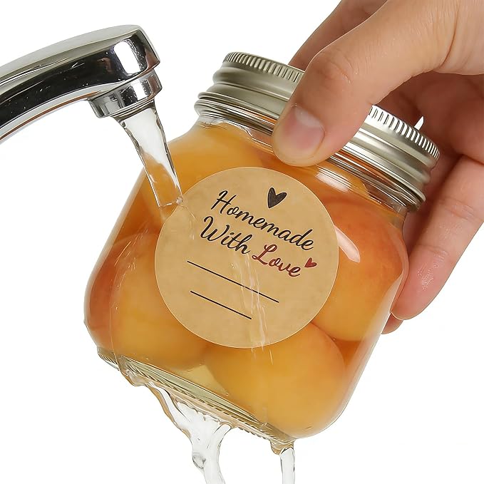 600 Pcs Homemade with Love Stickers, 2" Round Canning Labels for Mason Jars, Jam, Jelly, Pickles – with Lines for Writing