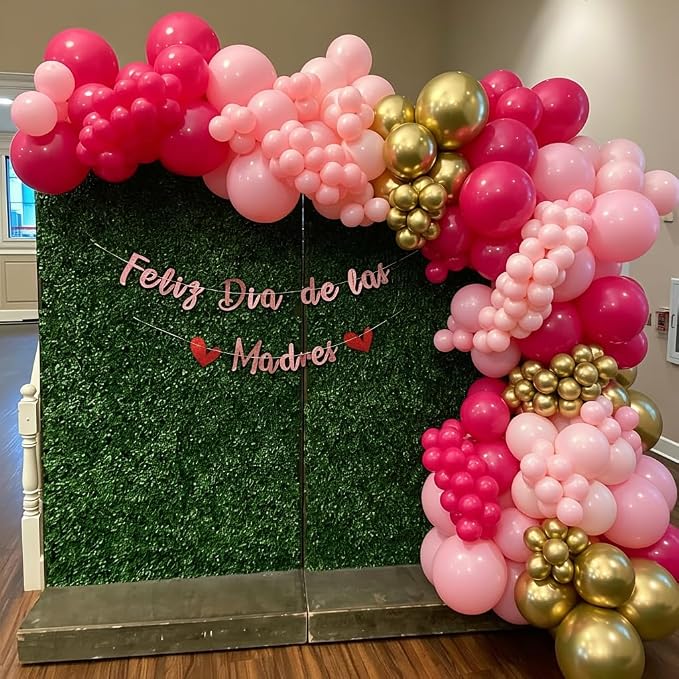 Pink Balloons Arch Kit 188pcs with Star, Hot Pink Shades of Pink Gold Balloons Different Size Balloon Garland Kit for Girl Birthday Baby Shower Anniversary Wedding Princess Party Decorations
