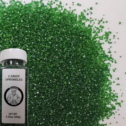 HeDeon&Rles Edible Green Sanding Sugar Crystals for Baking 120g/4.23oz Sparkling Sugar Crystals Cake Cupcake Pancake Ice Cream Top Spring Birthday Wedding Easter Halloween ChristmasCake Decoration