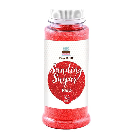 Red Sanding Sugar Sprinkles for Baking, 7 oz - 198g. Edible Sparkling Sugar Crystals for Cakes, Cupcakes, Cookies, Ice Cream & Desserts, Decorative Sugar for Holiday and Party Treats