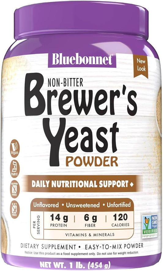 Bluebonnet Nutrition Super Earth Brewers Yeast Powder, Super Food, Whole Food, Source for Vitamins, Great Tasting, Vegan, Vegetarian, Non GMO, Gluten Free, Soy Free, Milk Free, Kosher, 1 lb