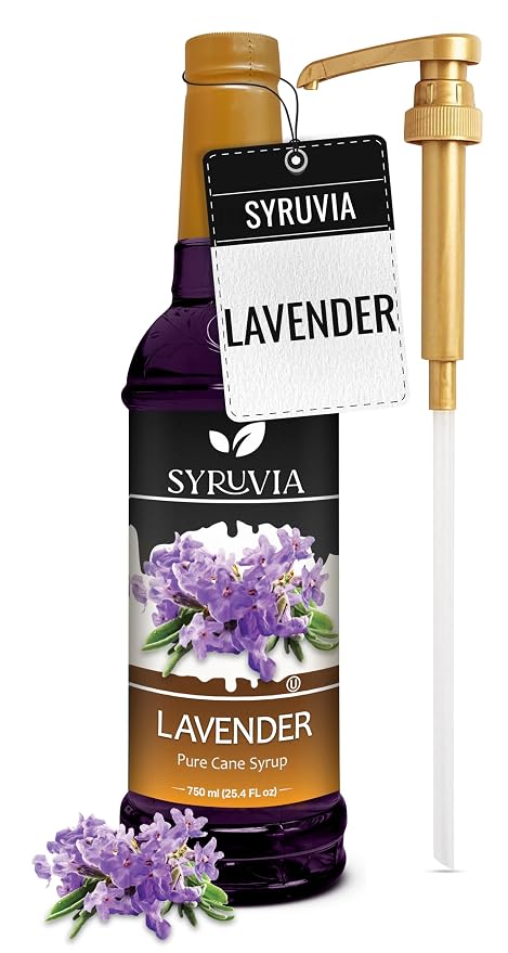 Syruvia Coffee Syrup, Lavender Flavored Syrup for Drinks, Lattes, and Desserts – 25.4 fl oz - with Pump