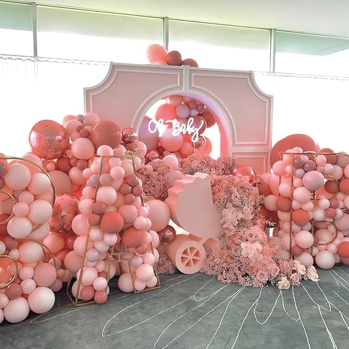 PartyWoo Dusty Pink Balloons 100pcs Different Sizes of 36 18 12 10 5 Inch Blush Pink Dusty Rose Boho Netural Balloon Arch Kit Garland for Baby Shower Princess Girl Birthday Party Decorations Pink-F01