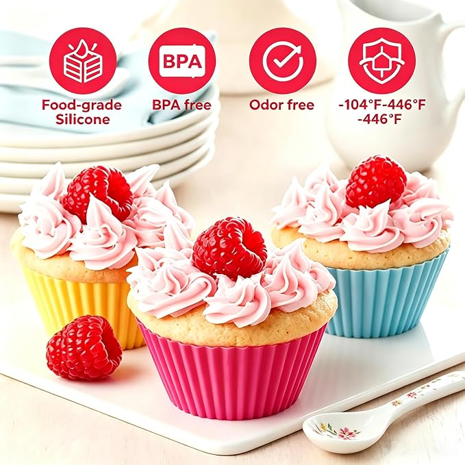 36 Pack Silicone Cupcake Liners Muffin Baking Cups Liners Reusable Non-Stick Cake Molds Sets Lunch Bento Box Dividers Accessories