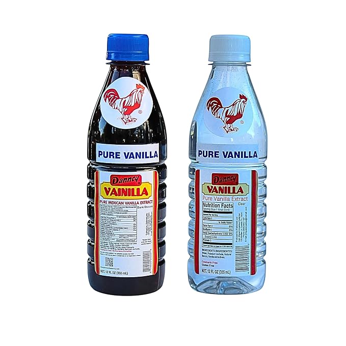 Danncy Vanilla 2 Pack – 12 oz Dark & 12 oz Clear Bottles | Authentic Mexican Vanilla Flavor for Baking, Desserts & Beverages