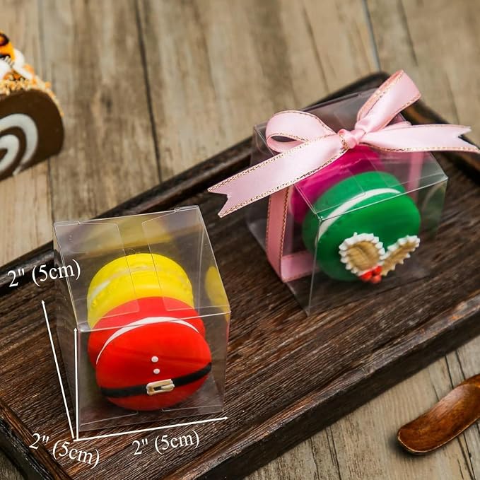 TEMLQPACK 100 Pack 2x2x2 Inch Plasric Clear Macaron Boxes, Treat Boxes, Chocolate Truffle Boxes, Bakery Boxes For Dessert Candy Cookies Mini Cupcake Packaging Christmas Wedding Favors, Baby Shower
