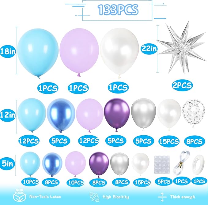Purple and Blue Balloon Arch Garland Kit for Girls Princess Birthday Party Baby Shower Anniversary Decorations