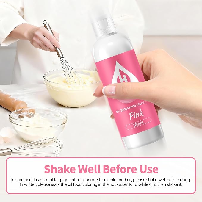 Pink Oil Based Food Coloring for Chocolate – Herbeklab 100ml Professional Concentrated Oil Food Dye for Candy Melts, Chocolate, Cake Pops, Strawberries & Baking
