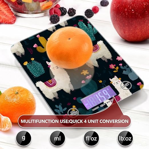Food Scale Kitchen Scale for Baking Cooking Digital Food Weighing Measuring Scale Small Waterproof Electric Food Scale White Llama Green Cactus