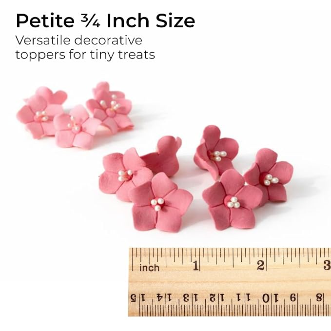 Global Sugar Art Blossom Sugar Cake Flowers Pink with Pearl Stamens, Unwired, 100 Count by Chef Alan Tetreault