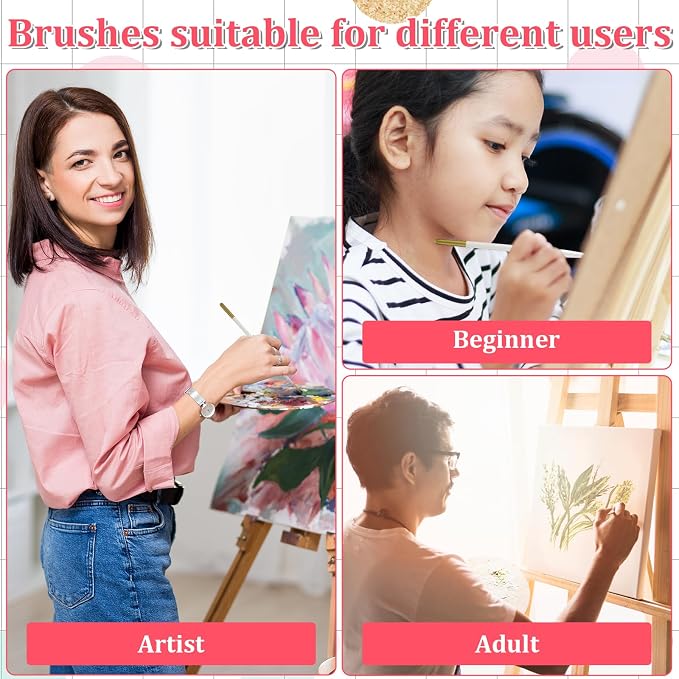 6 Pcs Fine Point Liner Cake Painting Brush Set Cake Brushes Fine Detail Paintbrushes for Cookie Decorating, Icing Pastry, Glitter, Watercolor, Acrylic