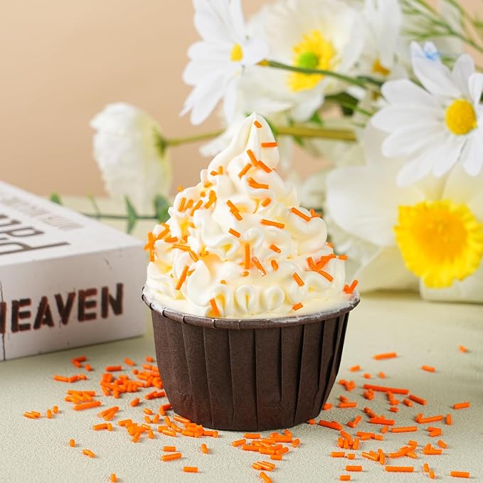 Orange Jimmies Sprinkles 7 oz - Bulk Bright Orange Sugar for Baking, Cake Decorating, Cookie, Cupcake, Ice Cream Toppings & More, Holiday Treats Halloween Thanksgiving Autumn Supplies